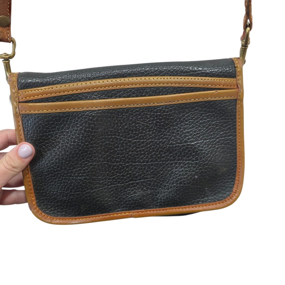 Vintage Dooney & Bourke AWL Black Tan Leather Crossbody Shoulder Bag Duck Logo - Picture 8 of 16